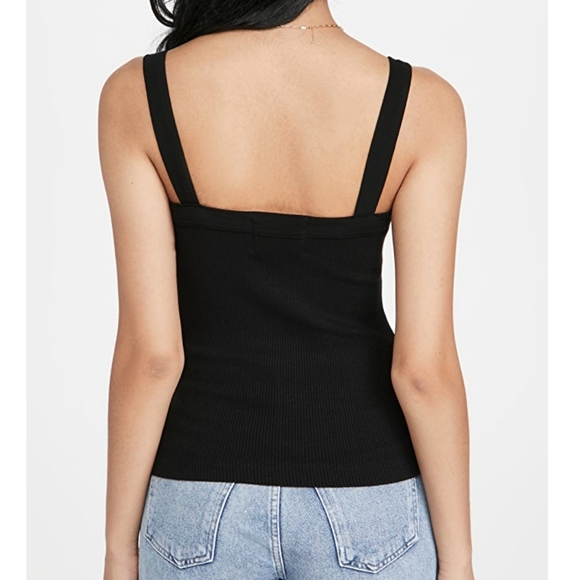 Citizens Of Humanity Florienne Tank Square Neck Rib Knit Fitted Black L NWT - Picture 9 of 15